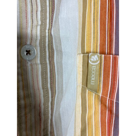 Mecca Striped Button-Up Short Sleeve Shirt Men's Large - Picture 4 of 9